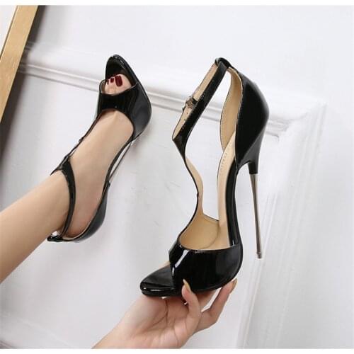16cm Extreme High Heels Sandals Sexy Pumps Metal Heel Peep Toe Slip On Fetish SM Cosplay Drag Queen Cross Dresser Unisex Shoes