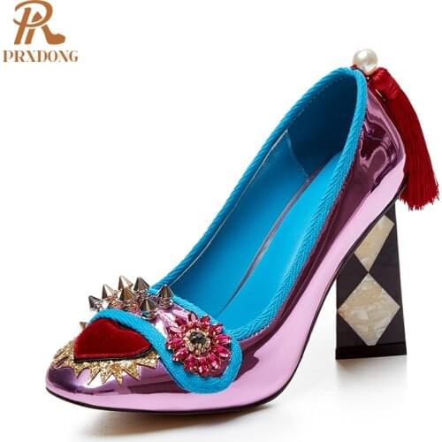 2021 New Fashion Thick High Heels Ladies Shoes Pumps Top Quality Genuine Leather Dress Party Wedding Autumn Shallow Women Pumps