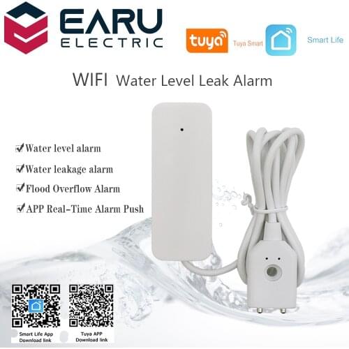 Tuya App Home Alarm WIFI Water Leakage Alarm Independent Water Level Leak Sensor Detector Flood Overflow Security Alarm System