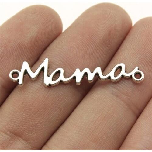 WYSIWYG 20pcs 37x8mm Word Mama Connector Pendants Jewelry Making Mama Connector Pendants Charm Mama Connector