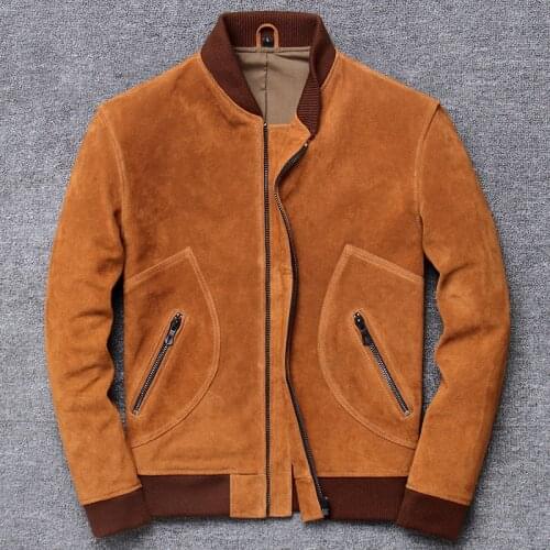 Clear Clothing Male Genuine Baseball Serve Self-cultivation Short Fund Back Down Pure Cowhide Locomotive Leather genuine