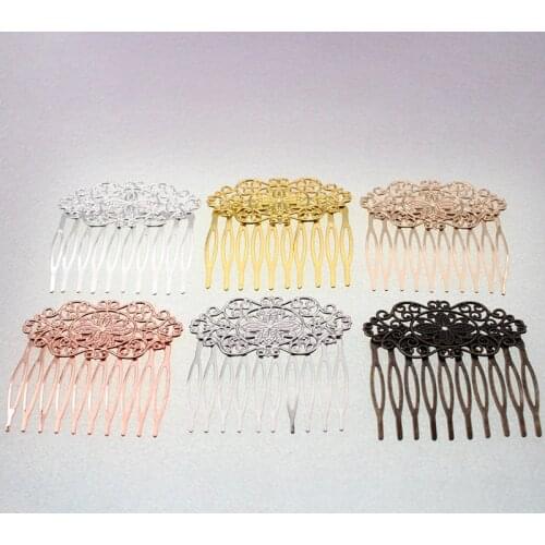 2pcs/lot 55x56mm 10 Teeth Hair Comb Forks Findings Accessories Silver Gold Color Hairpin Wear Bride Wedding Headpiece for Women
