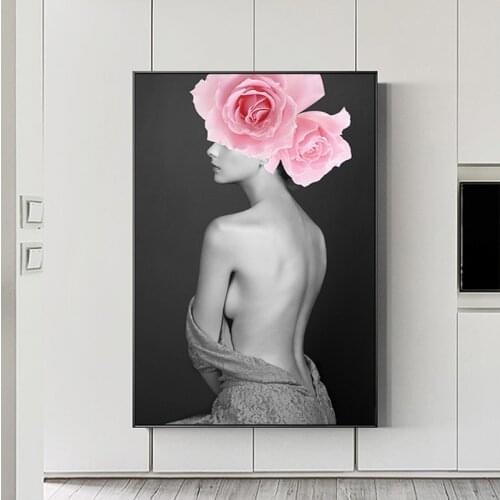 Woman Pictures Canvas Painting Wall Art Print Poster Decorative Painting Nordic Wedding Flowers Girls Beauty Home Decoration