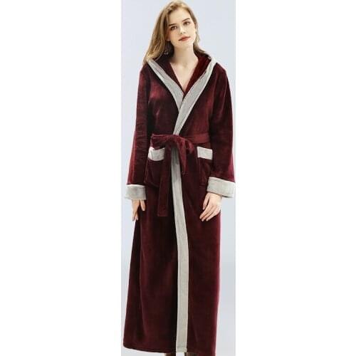 Winter Thick Warm Flannel Couple Plus Size Bathrobe Couple Pajamas Nightgown Men and Women Pajamas