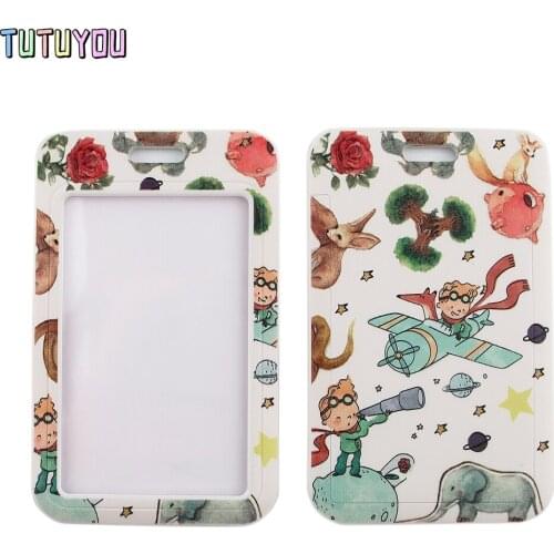 1pc PC2684 White Prince And Fox Cartoon Lanyard Card Holder Student Hanging Neck Phone Lanyard Badge Subway Access Card Holder
