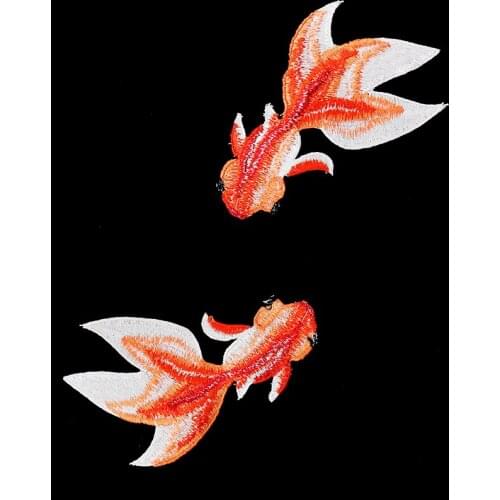 10pc Goldfish Design Embroidered Patches Lace Motif Applique Scrapbooking Embossed Sew on Sticker for Clothing Decoration TH116