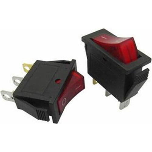 10pcs KCD3 DIP 2 gears on-off rocker switch boat rocker button 3 pins red LED light electric frying pan electric kettle