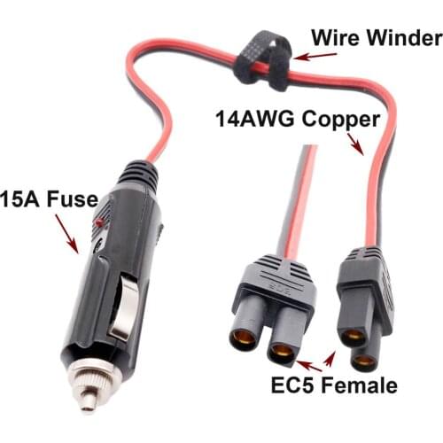 12V 24V Car Cigarette Lighter Plug to EC5 Female for Emergency Battery Booster Portable Charger Power Supply Jump Starter Cable