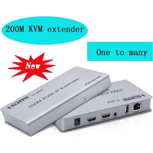 200M KVM HDMI Extender By RJ45 Ethernet Cat5e Cat6 Cable Converter TX RX Support USB Mouse Keyboard Extension One to many