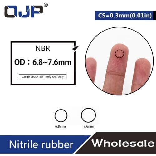 30PCS/lot Rubber Black NBR CS 0.3mm thickness OD6.8/7.6mm watch ORing Gasket Oil resistant waterproof Nitrile rubber o ring