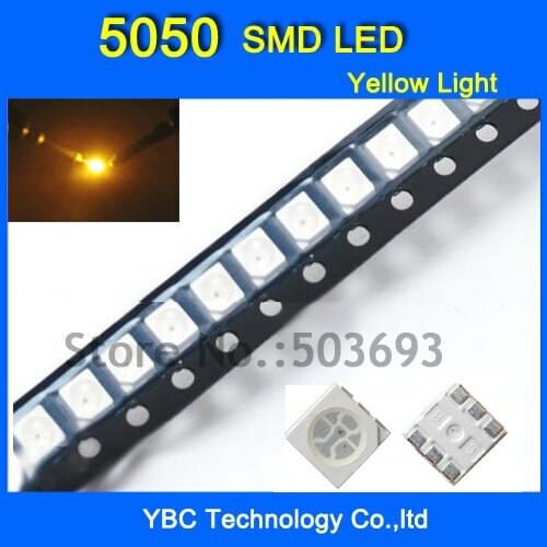 5050 SMD LED 1000pcs/lot Ultra Bright Yellow Diode Wholesale