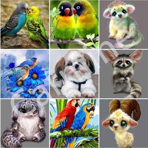 Homemade DIY 5D Diamond Painting Cute Animals Cross Stitch Embroidery Mosaic Picture Full Round&Square Drill Home Decoration