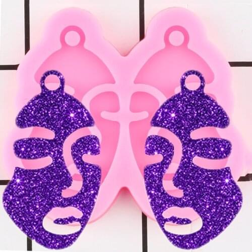 Shiny Glossy Woman Face Epoxy Resin Craft Keychain Silicone Mold Pendant Polymer Clay Mould DIY Handmade Chrams Moulds