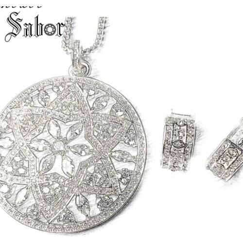 Flower Pattern Ornament Earrings Tibetan silver color Fashion Jewelry Sets For Women Gift party Girl thomas