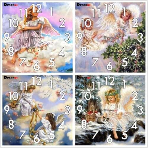 Dpsprue Full Diamond Painting Cross Stitch With Clock Mechanism Mosaic 5D Diy Square/Round Angle 3d Embroidery Gift HK121