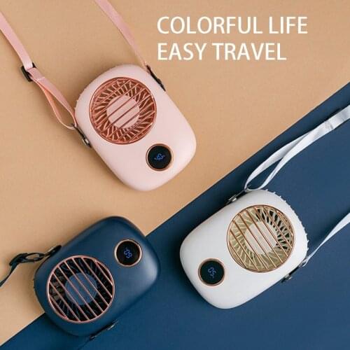 F9 Hanging Neck Small Fan Rechargeable Radiator Outdoor Travel Commute Handheld Portable Silent Small Cooling Fan LED Display