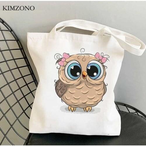 Owl shopping bag canvas jute bag eco shopper bolso tote bag woven bolsas reutilizables net sac cabas sac toile
