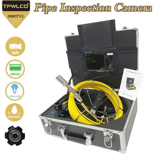 23mm Pipe Camera 7inch LCD 20M Cable 12pcs LED Duct Drain Inspection Video Camera 4500mah Battery Sewer Endoscope Borescope