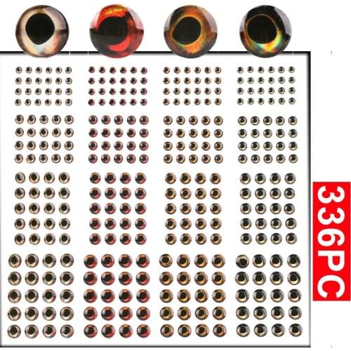 Maximumcatch 336pc Fishing Lure Eyes 4D 3mm 4mm 5mm 6mm Fly Fishing Artificial Fish DIY Eye Making Tying Materials