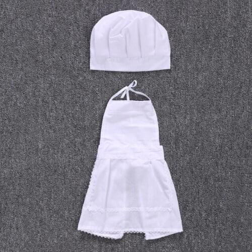 L93F Cute Newborn Infant Hat Apron Baby Cook Costume White Photos Photography Prop