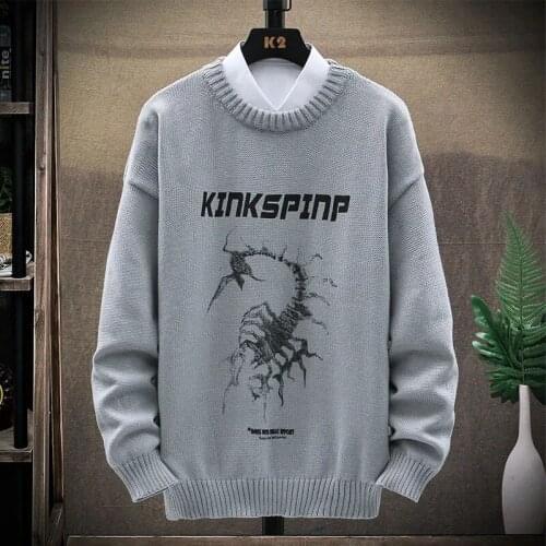 Hip Hop Printed Sweaters Men Knitted Sweater Jumpers Streetwear Harajuku 2021 Autumn Mens Fashion Casual Pullovers Tops Coats