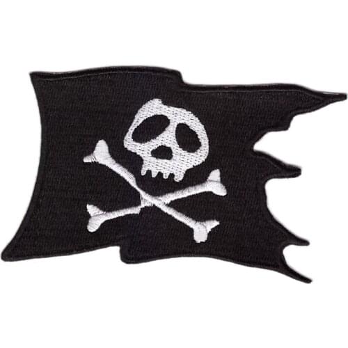 Skull flag Iron on patch hot cut customized garment accessories manufactory embroidery patches for clothes