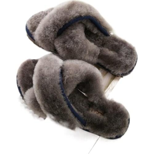 New Fashion Wool Slippers Ladies Fold Home Fur Slides for Women Shoes