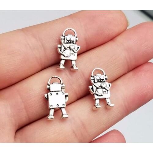 20pcs/lot--10x17mm, Antique silver plated/bronze plated robot Charms,DIY supplies,Jewelry accessories