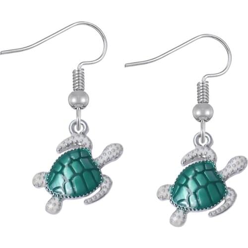 Hot Popular Enamel Metallic Turtle Pendant Earrings FIT Female Lucky Pet Animal Jewelry eardrop