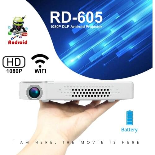 RD-605 DLP Mini Android Projector HD 1080P 150 ANSI lumens easy to carry home Android Projector Portable Projector with battery