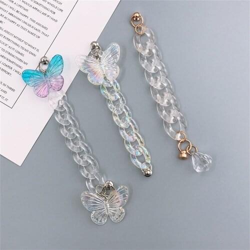 Transparent Color Ab Butterfly Gem Shape Acrylic Chain For Diy Key Chain Phone Case Decoration Jewelry Accessories