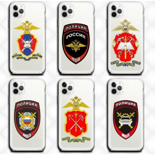Russia National Police Logo Phone Case Clear for iphone 12 11 Pro max mini XS 8 7 6 6S Plus X 5S SE 2020 XR cover