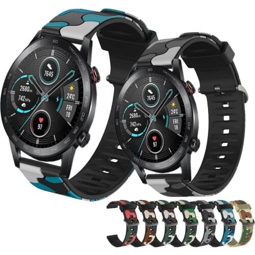 For Honor Magic Watch 2 42mm 46mm Watchand Sport Silicone Wristband Honor Magic Camouflage Bracelet 20mm 22mm Replaceable Strap