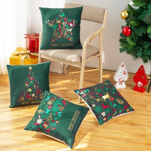 Merry Christmas Cushion Cover Santa Claus Elk Christmas Decoration For Home 2021 Christmas Ornaments Natal Navidad New Year 2022