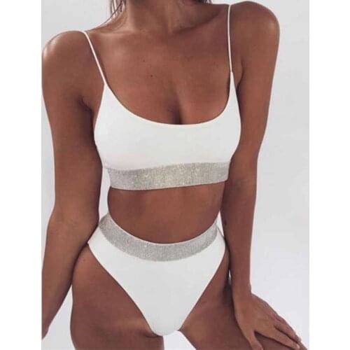 Sexy Bikinis Solid Push Up Bikini 2020 Hot Sale Padded Bra Straps High Waist Swimsuit Female Swimwear Women Biquini set