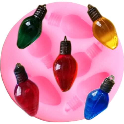 Christmas Lights Silicone Mold Lightbulbs Cupcake Topper Fondant Cake Decorating Tools Jewelry Resin Clay Candy Chocolate Moulds