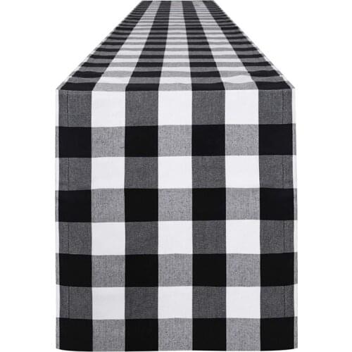 Checkered Tablecloth Cotton Black and White Plaid Fashion Design, Suitable for Family Dinner Christmas Birthday Party Table Home