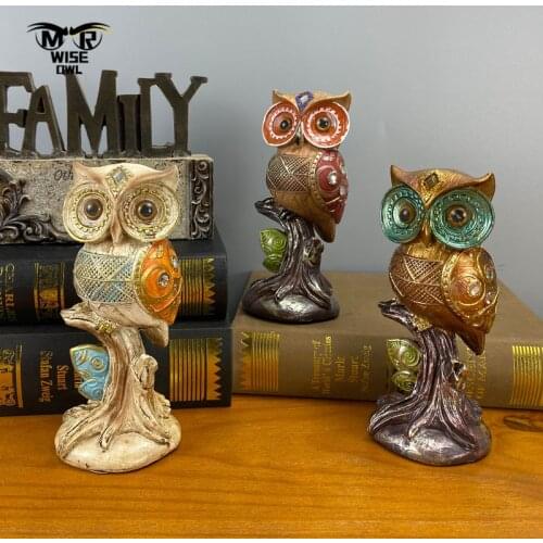 Resin Owl Statue Simulation Animal Figurines Creative Home Decor Garden Balcony Decoration Office Ornaments Room Accessories