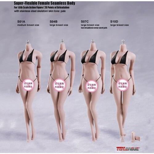 1/6 TBLeague S01A S04B S07C S10D Medium/Large Breast Super-Flexible Seamless Body With Stainless Steel Skeleton Pale Skin