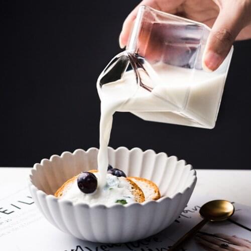 Heat-resistant glass mug microwave milk cup glass coffee milk cup fresh milk box cup creative breakfast water cup