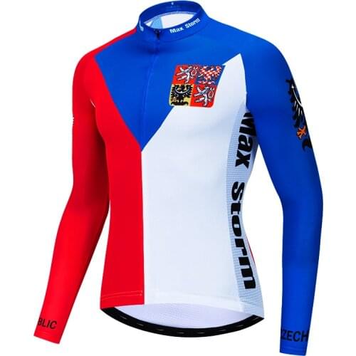 2019 czech republic cycling jersey long sleeve Winter Fleece&no Fleece cycling clothing Reflective zipper 4 pocket