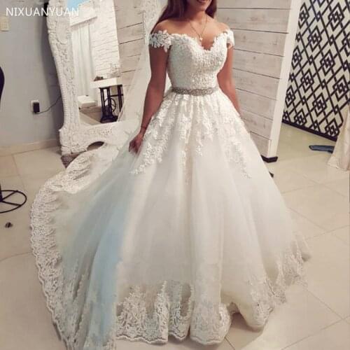 Saudi Arabia Off The Shoulder Vintage Lace Wedding Dress 2021 Ball Gown Sweetheart Bridal Gowns Vestido De Noiva Novias Vestidos