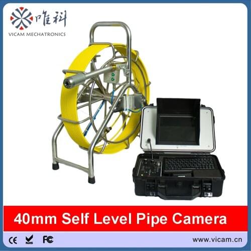 Vicam 60m cable waterproof sewer pipe plumbing camera with 512hz transmitter 40mm self level camera head V8-3388T