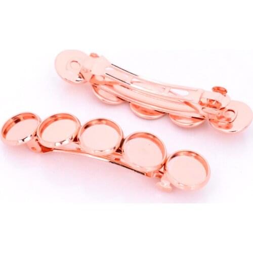 New Fashion 5pcs 12mm With 5 Cameos Rose Gold Plated Copper Material Hairpin Hair Clips Hairpin Base Setting Cabochon Cameos