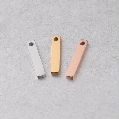 30pc 3*16mm Rose Gold Color Mirror Polish Small Blank Bar Charm Pendant for DIY Necklace Handmade Jewelry Making Wholesale