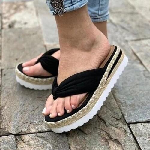 Wedges Shoes Woman Bowties Slippers Summer Sandals Mid Heels Sandals Plus Size Sweet Women Sandalias Mujer Sapato Feminino