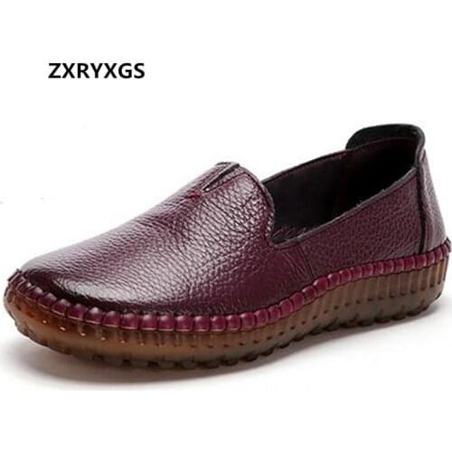 Promotion 2020 Autumn New Hand-stitched Trendy Shoes Women Genuine Leather Shoes Soft Sole Comfortable Casual Shoes Flat Shoes