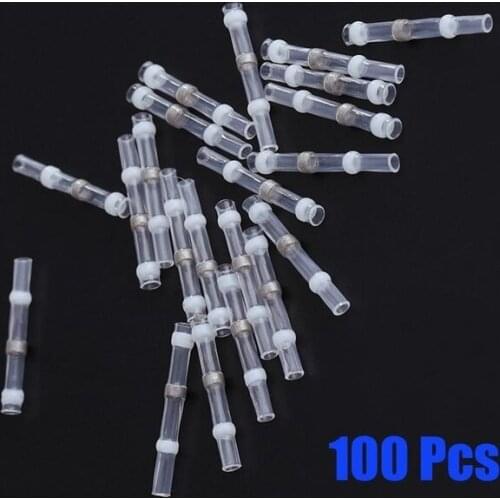 100Pcs Practical Waterproof Seal Heat Shrink Butt Terminals Soldering Weld Sleeve Wire Connector