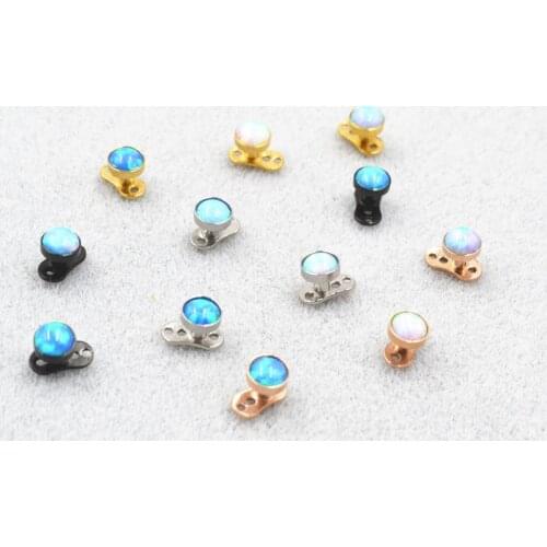 20pcs Opal Stone Titanium Body jewelry Dermal Anchor TOP 4mm internally threaded NEW Arrived