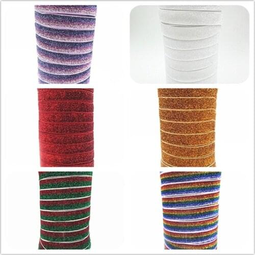 5/8inch 16mm Gold/Silver glitter elastic ribbon Fold Over elastic FOE clothing accessories stretch band DIY crafts